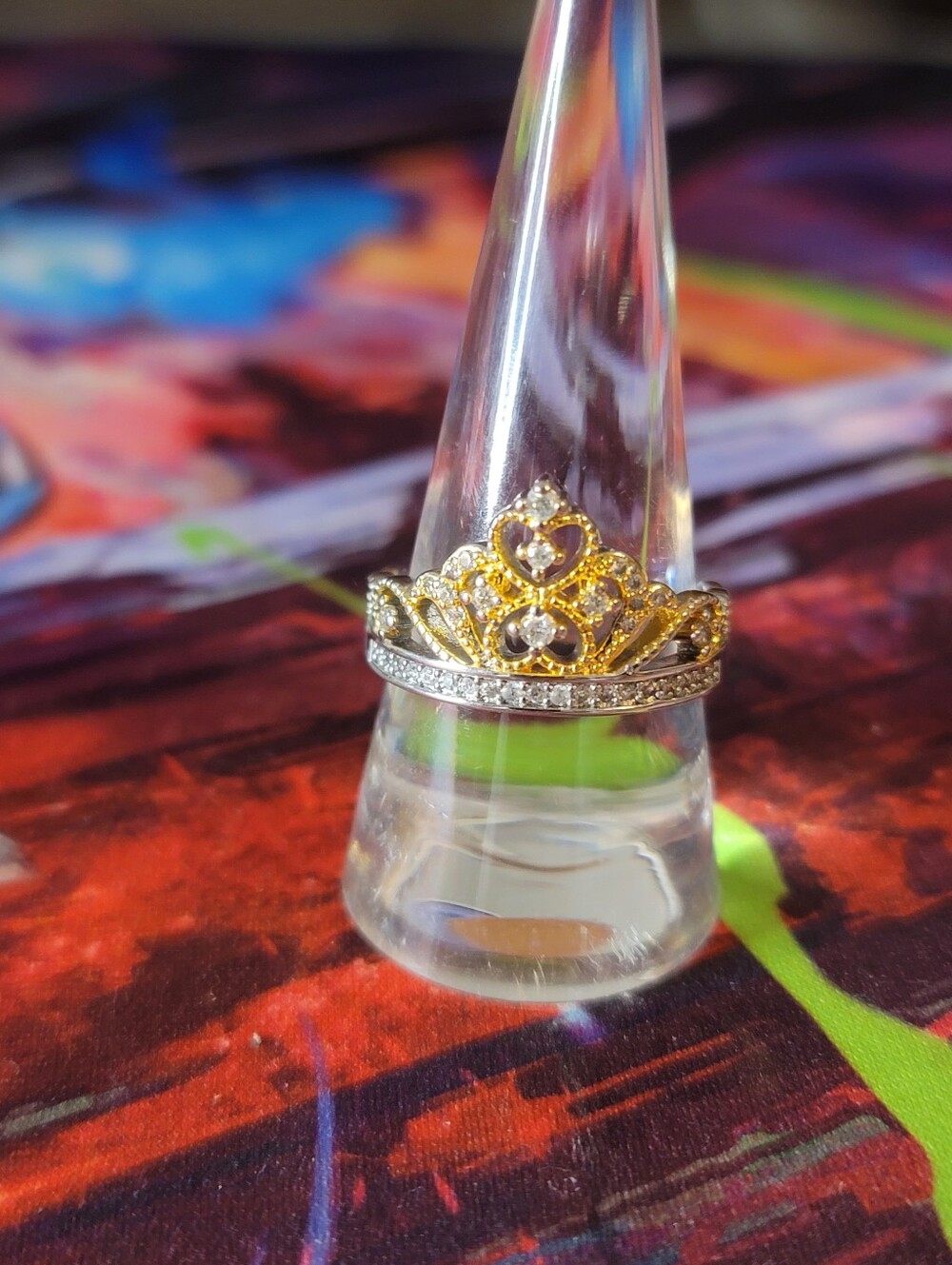 Gold and silver tone crown ring Size 10
